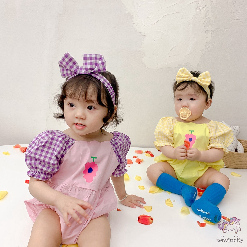 Jumpsuit Tay Phồng Màu Sắc Tương Phản Phong Cách Hàn Quốc Cho Bé Gái