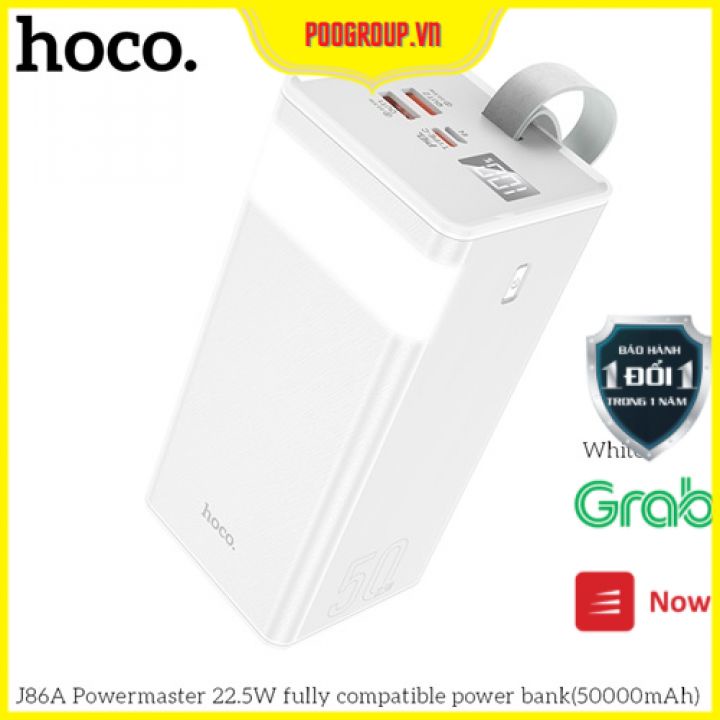 Pin Sạc Dự Phòng Siêu Khủng 50000mAh Chính Hãng Hoco J86A Hỗ Trợ Sạc Nhanh, Có Đèn Pin, Màn Hình BH12 Tháng Poogroup