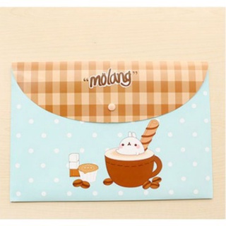 Túi đựng tài liệu cúc bấm molang màu xanh