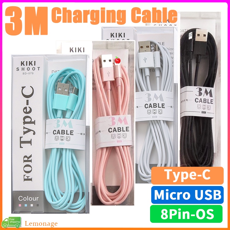 Dây Cáp Sạc Usb Dài 3M Tương Thích Với iP/Micro Usb/Type C