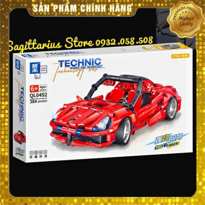 Hot lego zhegao ql0492 lắp ráp siêu xe bánh trớn fearri 458  384 mảnh - đỏ - ảnh sản phẩm 1