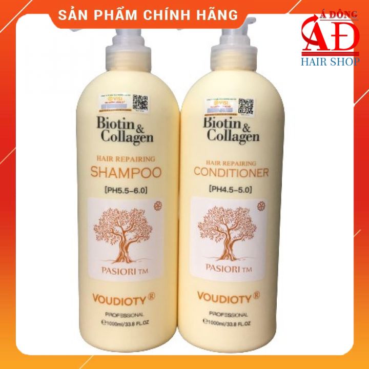 [+Tặng mũ trùm][NEW] DẦU GỘI XẢ SIÊU MỀM MƯỢT BIOTIN COLLAGEN VOUDIOTY REPAIR (VÀNG) DƯỠNG ẨM TÓC KHÔ
