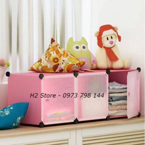 [RẺ NHẤT SHOPEE] TỦ NHỰA LẮP GHÉP 3 Ô VÁCH HỒNG ĐỂ ĐỒ ĐA NĂNG THÔNG MINH CHO TRẺ EM sâu 37cm