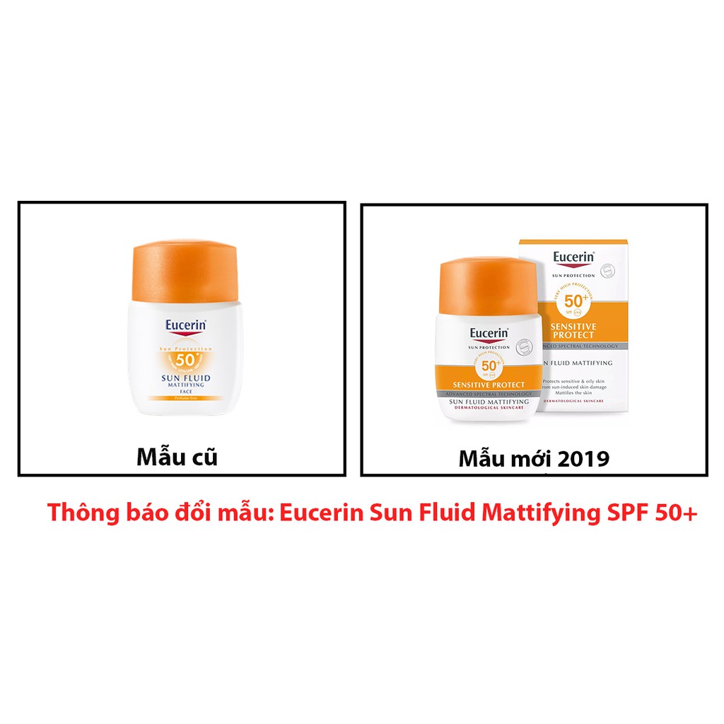 Kem chống nắng dành cho da nhạy cảm và da thường Eucerin Sun Fluid Mattifying SPF 50+ 50ml