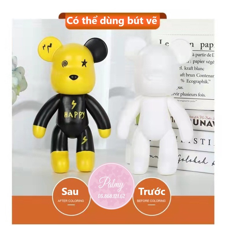 Bearbrick Màu Loang Tự Sơn size 23cm - Gấu BearBrick Handmade đổ màu