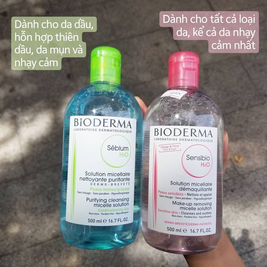 Tẩy trang dạng nước Bioderma cho da dầu mụn, nhạy cảm 100ml - 500ml