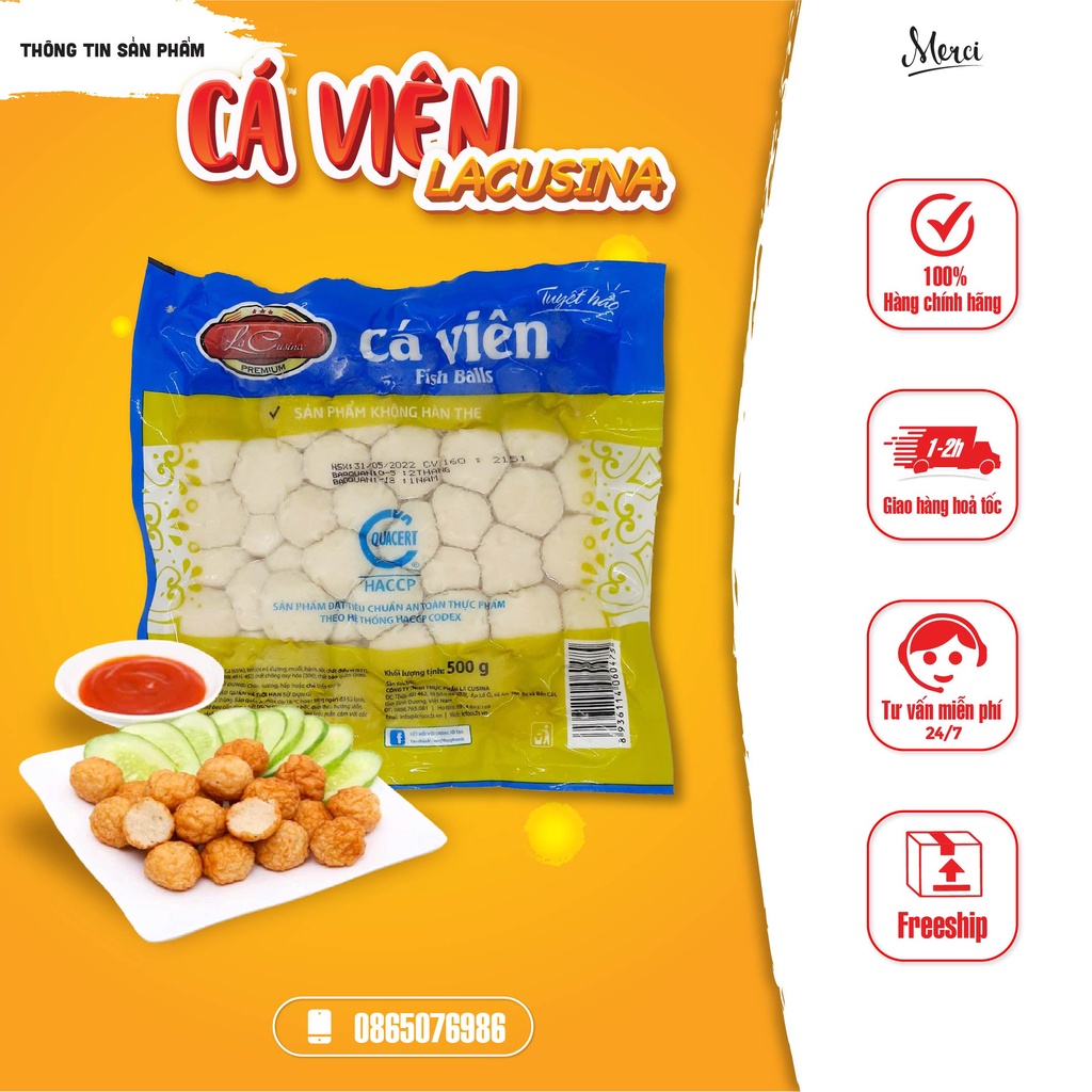 Cá viên, bò viên, tôm viên, viên hải sản rau củ La Cusina, Deli Foods loại 500gr/gói (Chỉ giao nội thành Hà Nội)