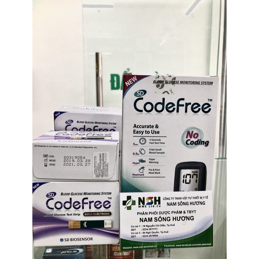 HỘP 50 test thử Que thử đường huyết SD Codefree 50  25 que test thử Que thử tiểu đường SD Code free SD CODEFREE HÀN QUỐC