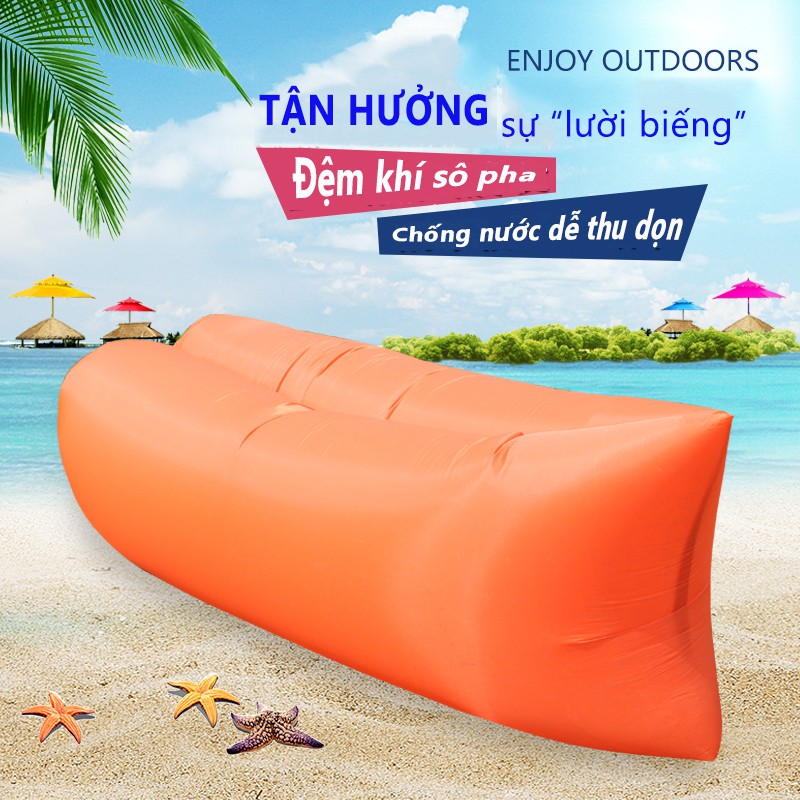 FU82. Túi ngủ có thể gấp，giường sô pha bơm khí ，Đệm khí sô pha pic nic dã ngoại keolac2019