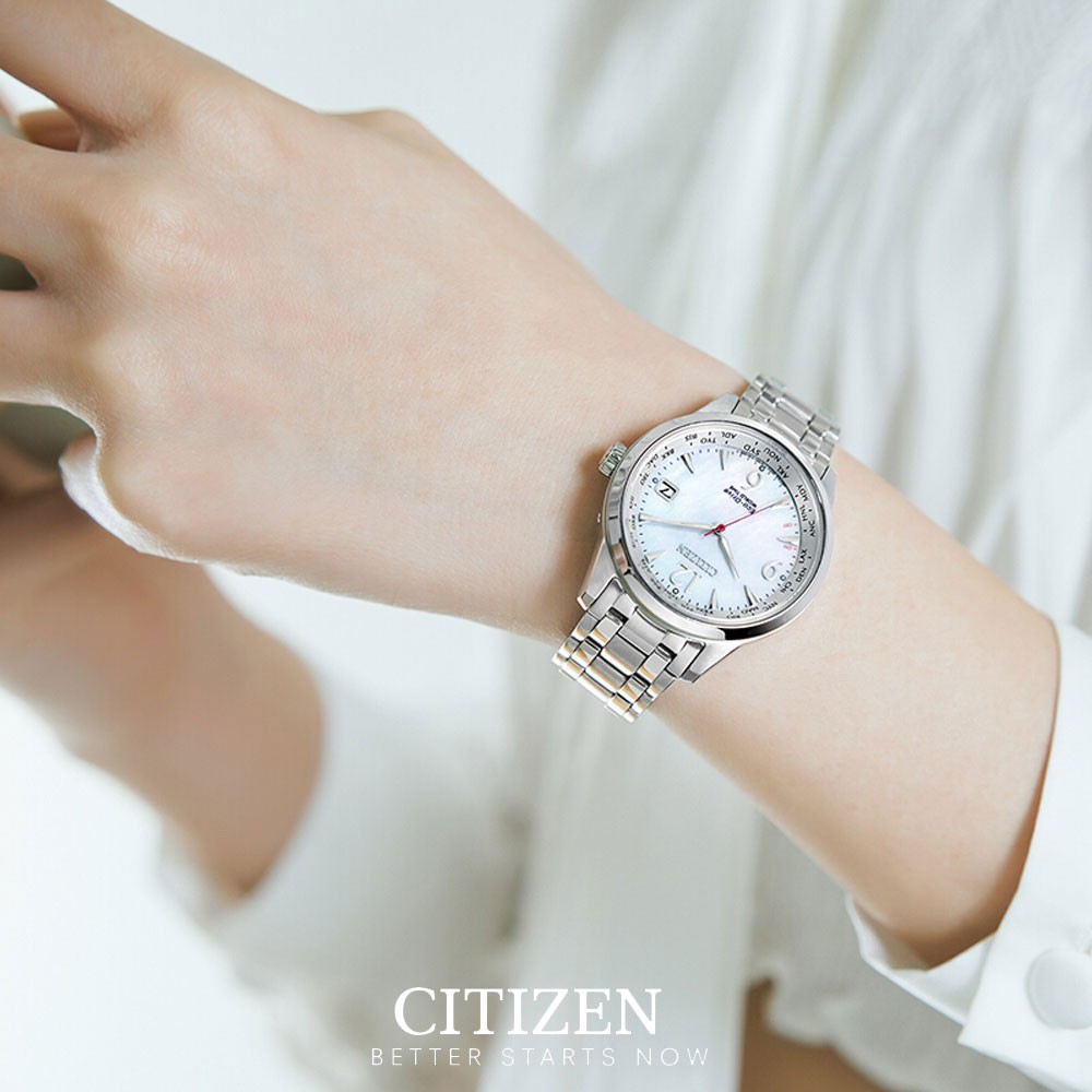 Đồng Hồ Nữ Citizen Đa Chức Năng Dây Thép Không Gỉ FC8001-87D - Mặt Xà Cừ