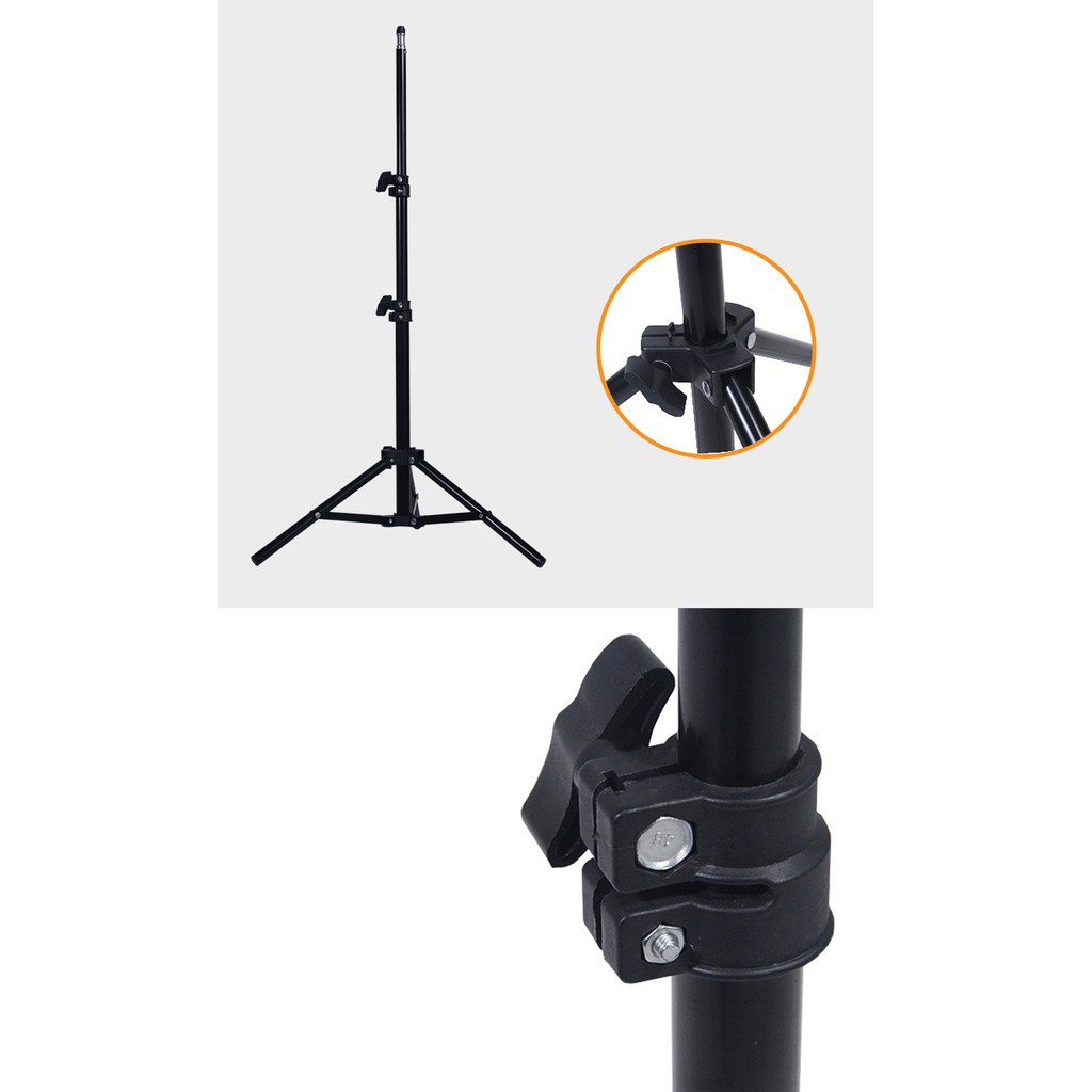 Chân đèn studio, chân tripod đa năng, dùng chụp ảnh, quay phim, livestream cao 2 mét, tặng kẹp điện thoại