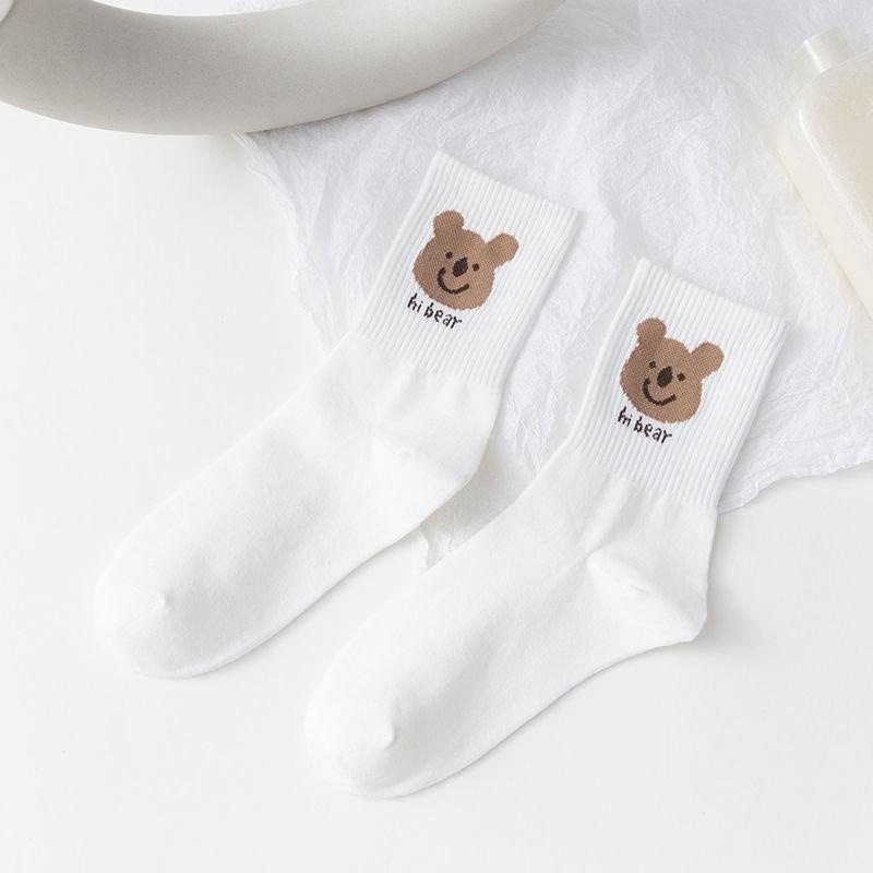 Tất cotton cổ cao in hình thú - 29feb.closet - T02