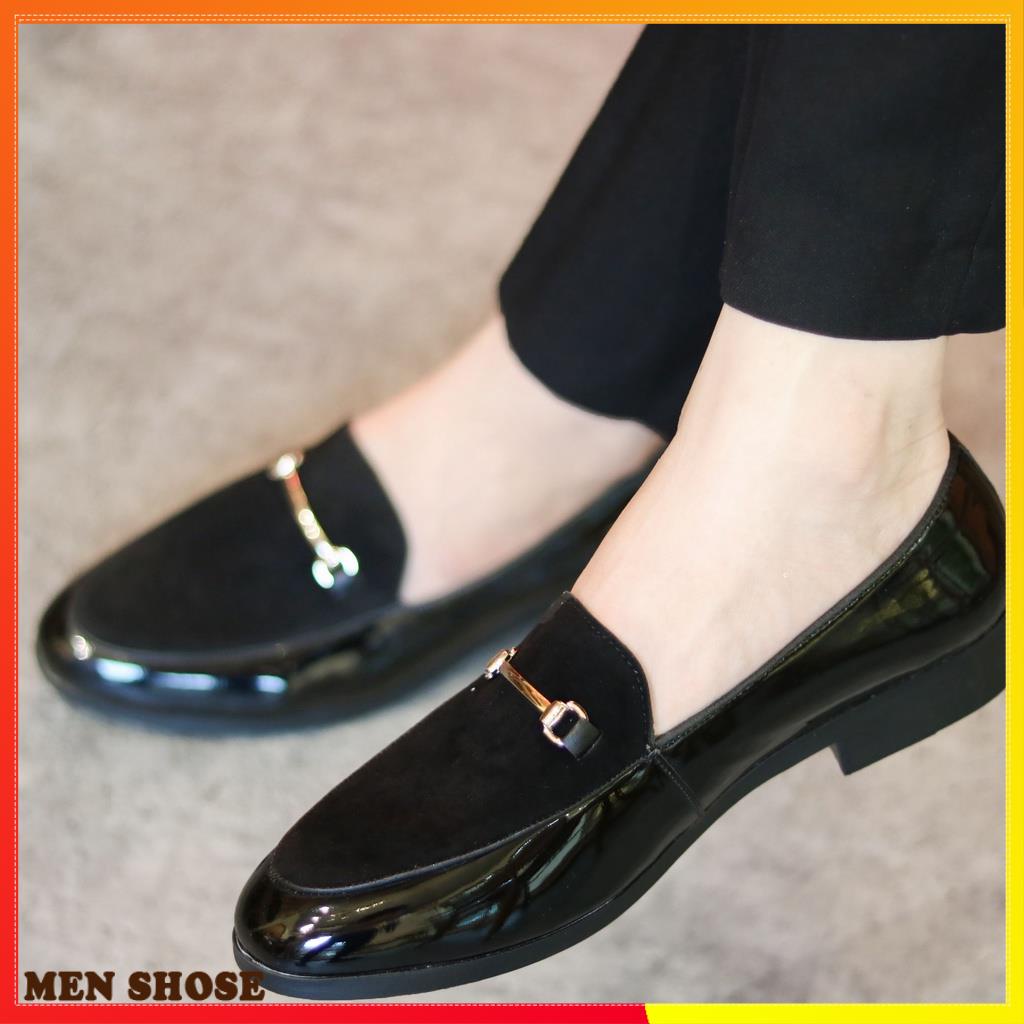 Giày Lười Nam Da Bóng MU Da Lộn  Mã L190
