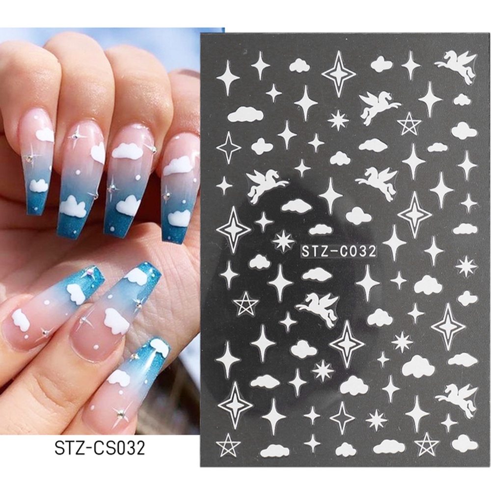 Nhãn Dán Trang Trí Móng Tay 3D Lấp Lánh Ánh Bạc Thời Trang