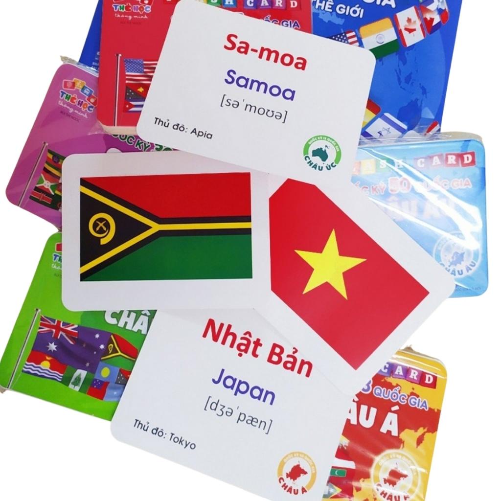 Bộ Thẻ Học Song Ngữ Quốc Kỳ Các Quốc Gia Trên Thế Giới Việt Hà - 175 Flaschcard Cờ Các Nước Kèm Hình Ảnh Việt Hà