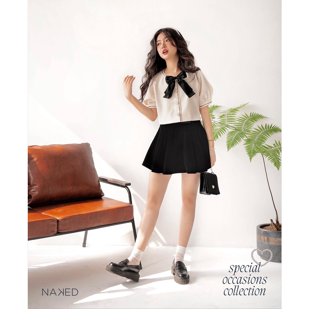 Áo khoác dạ tweed cộc tay kèm nơ Naked by V - Rue Jacket