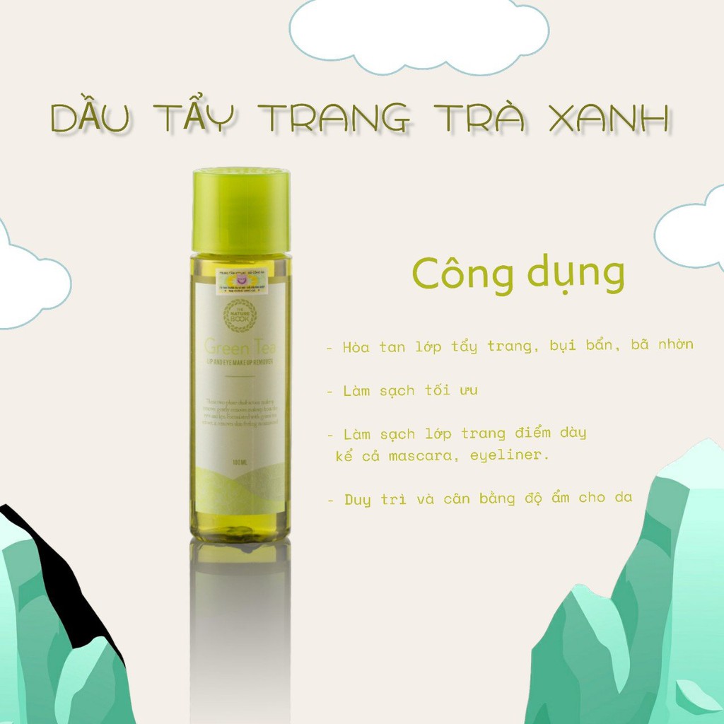 Dầu tẩy trang mắt môi chiết xuất trà xanh The Nature Book [CHÍNH HÃNG] an toàn dịu nhẹ sạch sâu HOÀN HẢO! | BigBuy360 - bigbuy360.vn