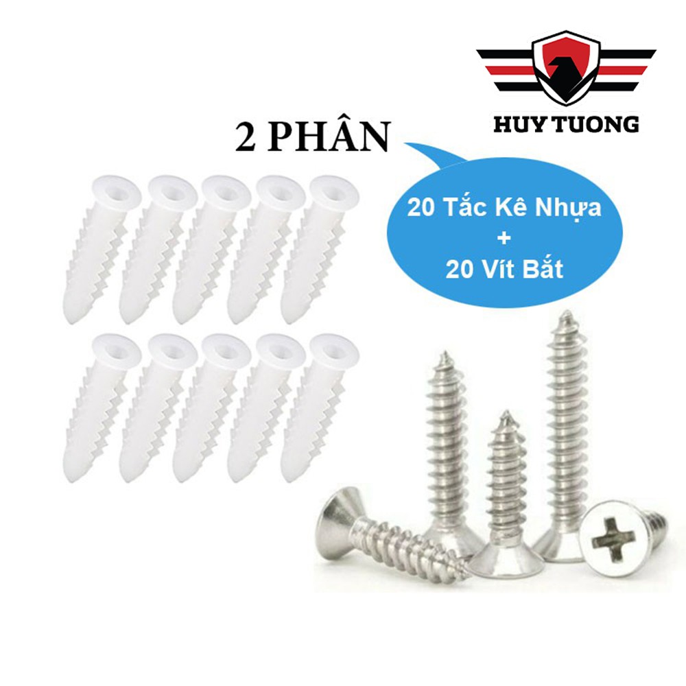 Bộ 20 tắc kê nhựa + 20 vít bắt tường (2p - 3p - 4p - 5p - 6p - 7p) cao cấp đa năng tiện lợi - Huy Tưởng