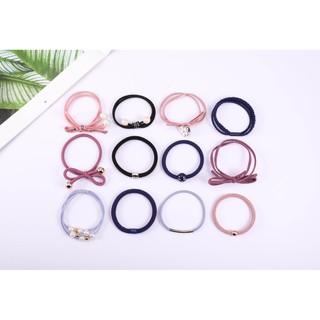 Hộp 12 Dây Cột Tóc Hàn Quốc Siêu Đẹp Siêu Bền (Đủ Màu)