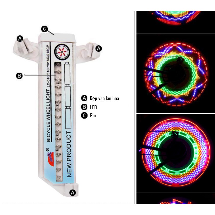 Đèn Led 32 Bóng Gắn Bánh Xe Đạp Với Nhiều Màu Sắc Khác Nhau Đầy Tiện Lợi