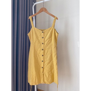 Váy linen trơn dáng suông Hàn quốc second hand