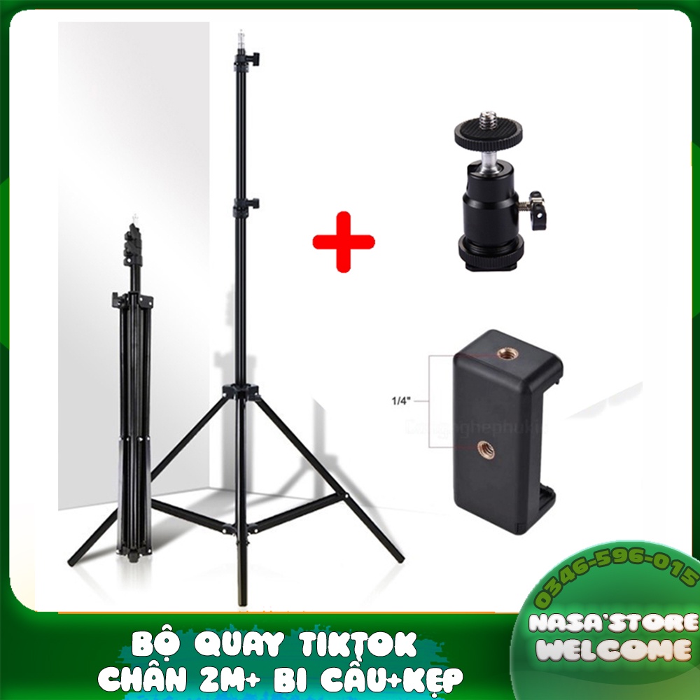 Chân quay tik tok livestream chiều cao 1.6M bi cầu q29 kẹp điện thoại hạ thấp 55cm