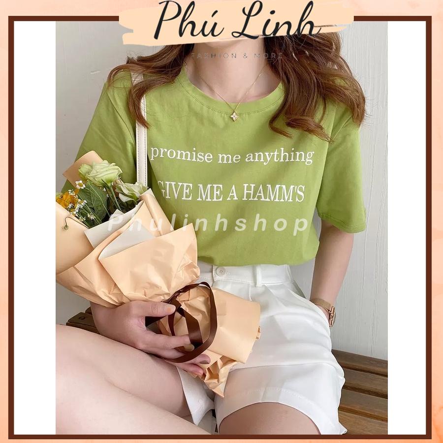 MS6622 Áo thun nữ cổ tròn in chữ, áo thun cotton hè mát