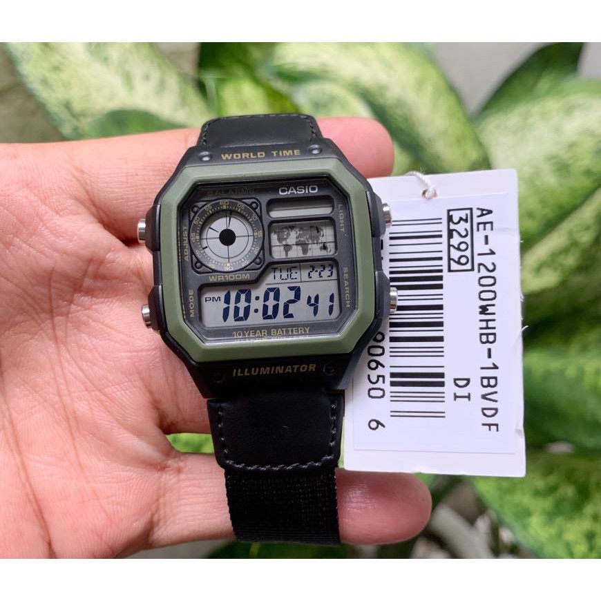 Đồng Hồ Nam Casio Standard AE-1200WHB-1BVDF Chính Hãng Dây Vải | Casio WorldTime AE-1200WHB-1B