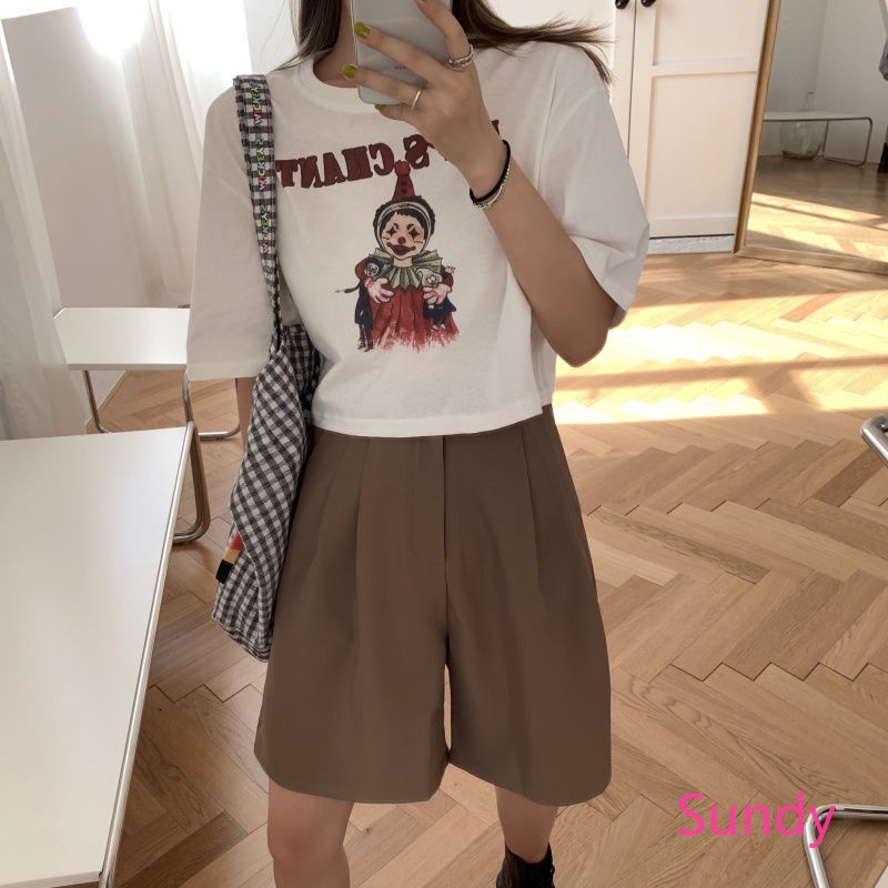 Quần Short Lưng Cao Ống Rộng Plus Size Theo Phong Cách Hàn Quốc Dành Cho Nữ