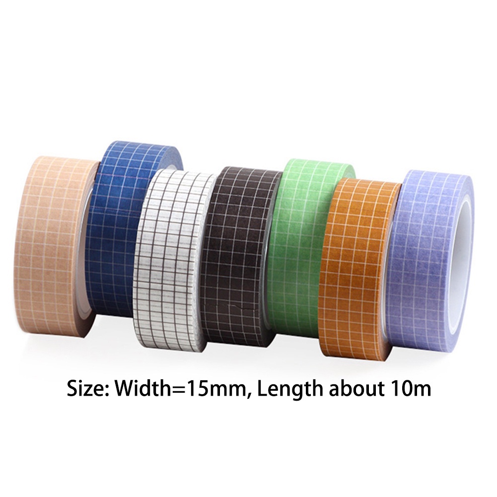 Cuộn băng keo giấy washi màu trơn họa tiết kẻ sọc phong cách Nhật Bản dài 10m dùng trang trí sổ tay DIY JP5