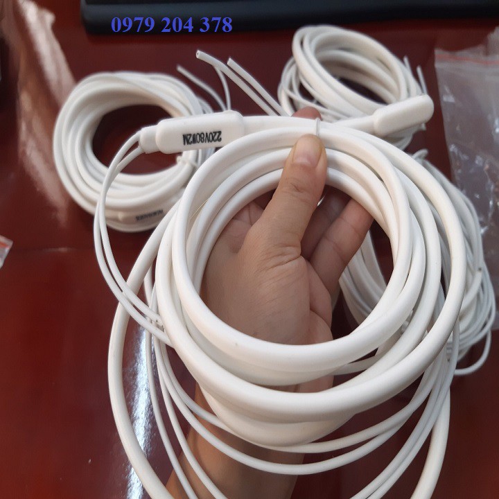 DÂY TRẮNG- 2MÉT- 220V- 80W Dây điện trở SƯỞI CỬA KHO LẠNH SILICONE