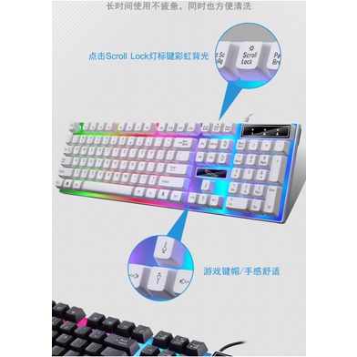 Bộ bàn phím giả cơ Tiroshi chuột gaming, combo bàn phím chuột bật tắt led sử dụng máy tính bàn, laptop văn phòng