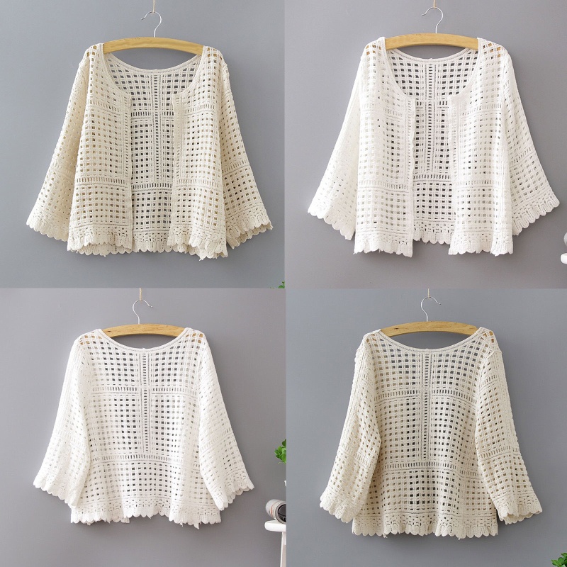 Áo Khoác Kimono Tay Lỡ 3/4 Họa Tiết Kẻ Sọc Phối Ren Thời Trang Cho Nữ