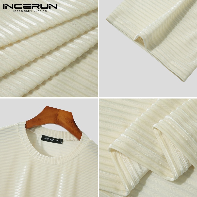 Áo thun Incerun tay ngắn cổ tròn 3 màu tùy chọn đơn giản thời trang dành cho nam