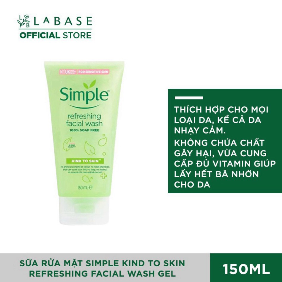 Sữa Rửa Mặt Simple Kind To Skin Refreshing Facial Wash Gel – 150ml XZ