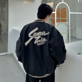 Áo khoác bomber "CREW" - Đen