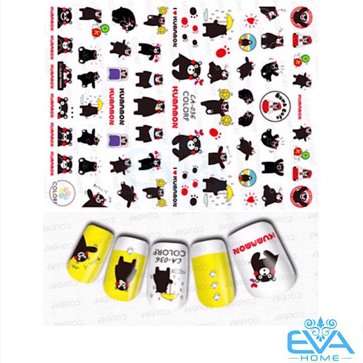 Miếng Dán Móng Tay 3D Nail Sticker Tráng Trí Hoạt Hình Chú Gấu Kumamon CA036