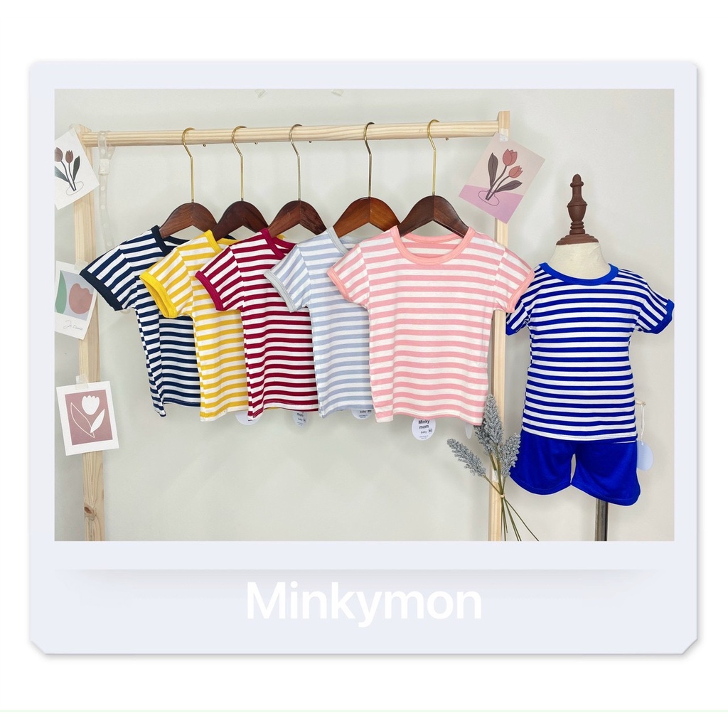 [ Hàng Sẵn Giao ngay ][ Giá rẻ ] Bộ Cộc Tay Thun Lạnh MINKY MOM Họa Tiết Sọc Dệt Dễ Thương, Mềm Mịn, Thoáng Mát, Dễ Chị