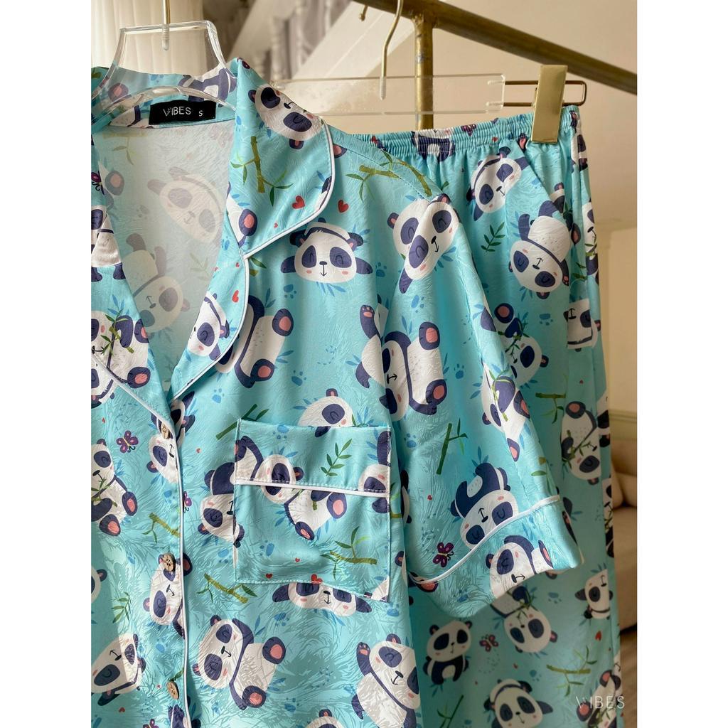 VIBES Pijama lửng lụa gấm Panda Capri Py Set