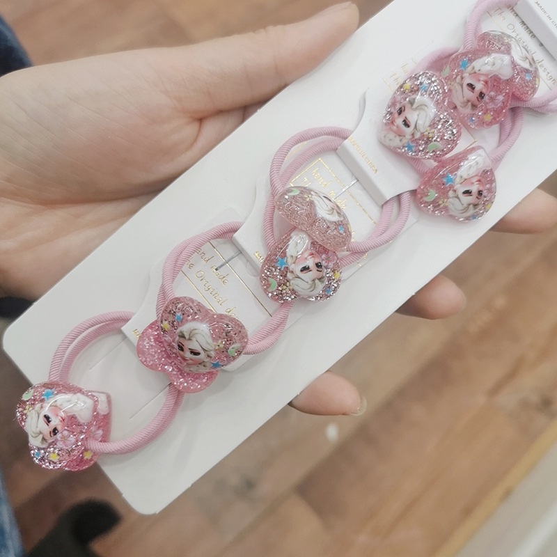 Dây Cột Tóc Da Họa Tiết Công Chúa Elsa Xinh Xắn Cho Bé Gái