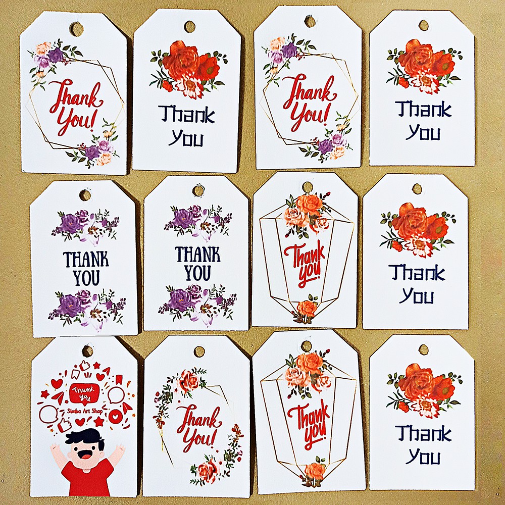 Set 100 thẻ giấy Tag Thank You trang trí gói quà cho tiệc cưới, cho Shop bán hàng Online siêu Xinh (Mẫu lấy ngẫu nhiên)