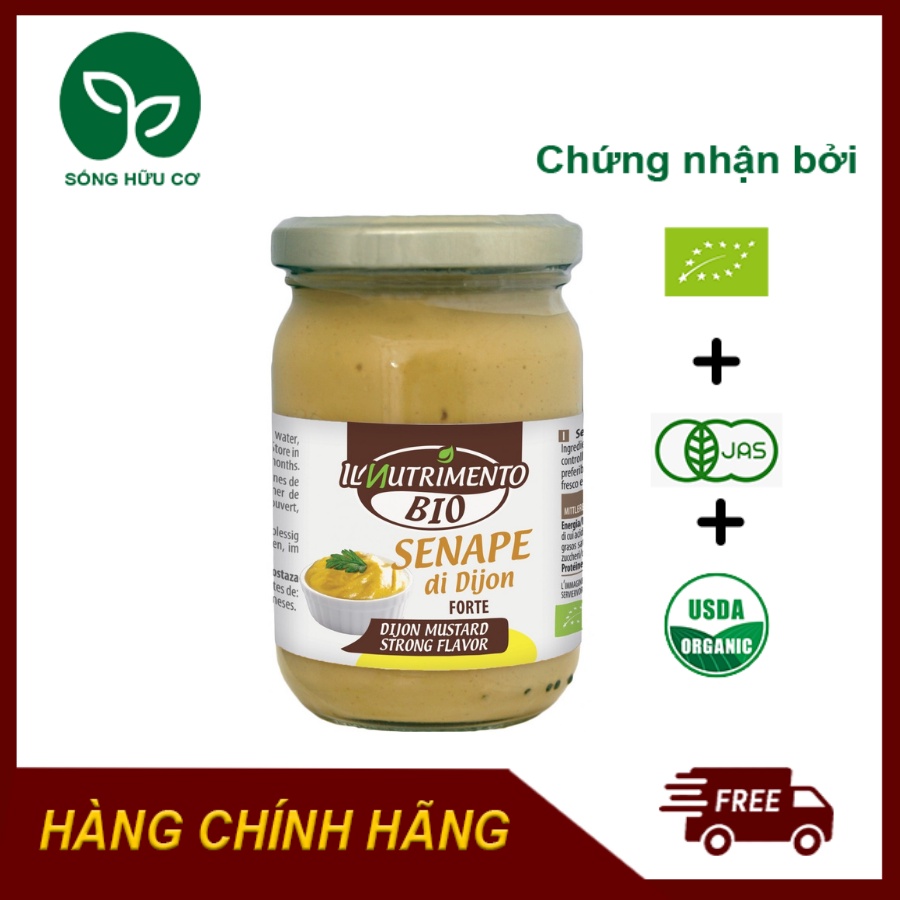 Sốt Mù Tạt DIJON Hữu Cơ IL Nutrimento 200g Dùng Trộn Salad, Làm Nước Chấm Thịt Nướng, Sốt Chấm Hải Sản