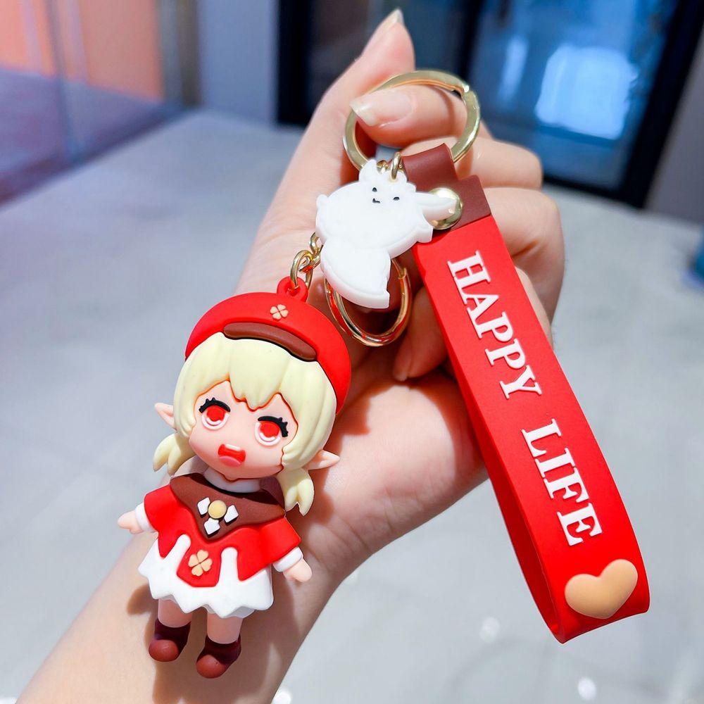 Móc Chìa Khóa Xe Hơi Hình Búp Bê Anime Venti Paimon Player Diluc Klee Độc Đáo Giá Đỡ