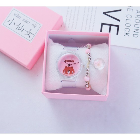ĐỒNG HỒ NỮ DÂY CAO SU ULZZANG 340 GẤU BROWN THỜI TRANG SIÊU ĐẸP | BigBuy360 - bigbuy360.vn