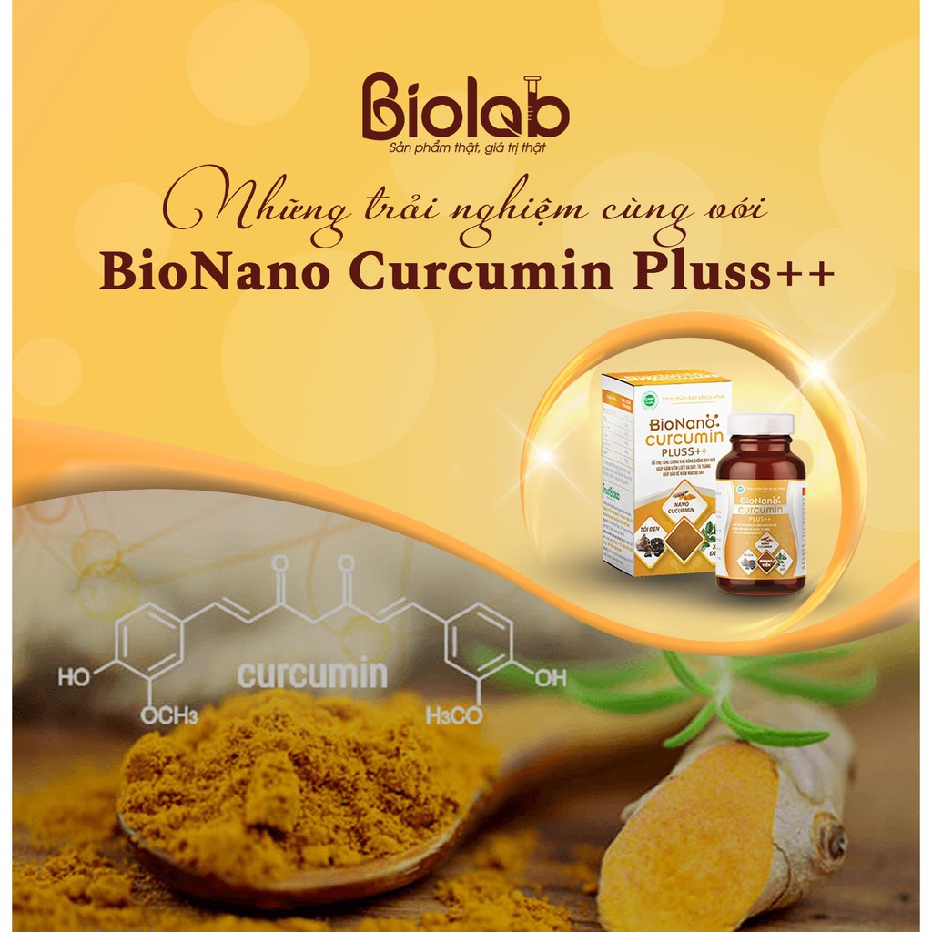 Bio Nano Curcumin Pluss ++ Giảm viêm loét dạ dày, tá tràng, bảo vệ niêm mạc dạ dày - DƯỢC BIOLAB