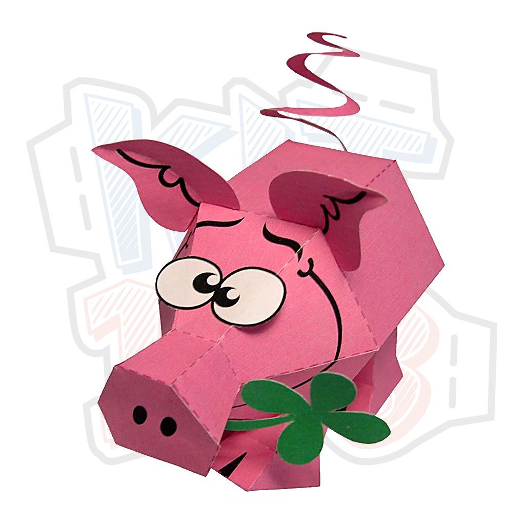 Mô hình giấy động vật Lucky Pig