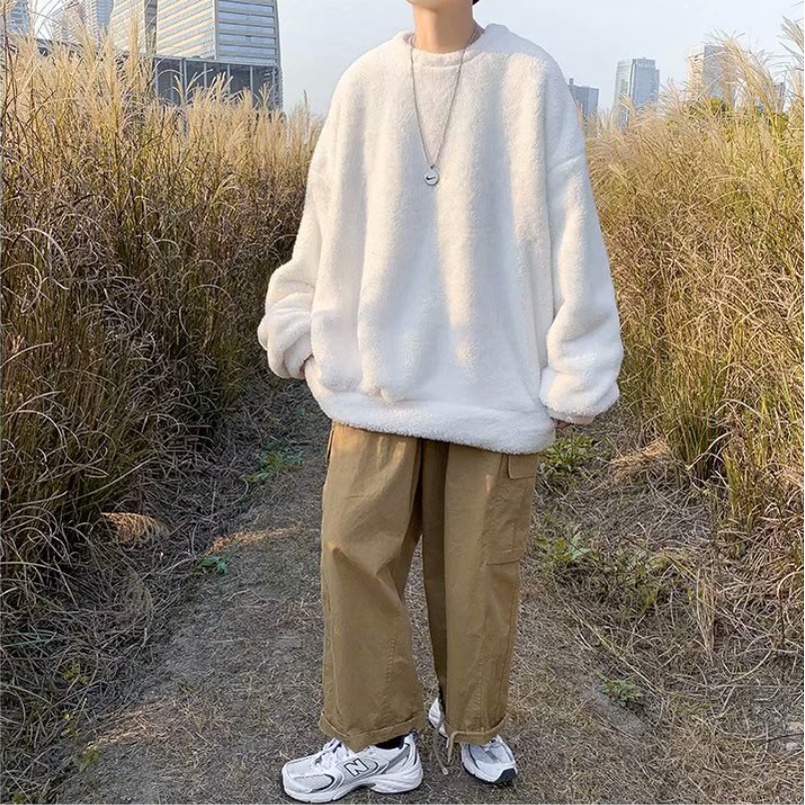 Áo sweater cograue Dày Dặn áo len nam Cổ Tròn Màu Sắc sweater form rộng Đơn Giản áo sweater Nam Nữ