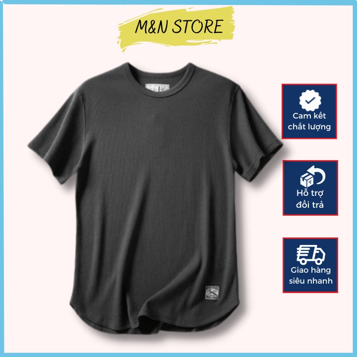 Áo phông nam cổ tròn cộc tay chất liệu cotton tổ ong mềm mịn co giãn