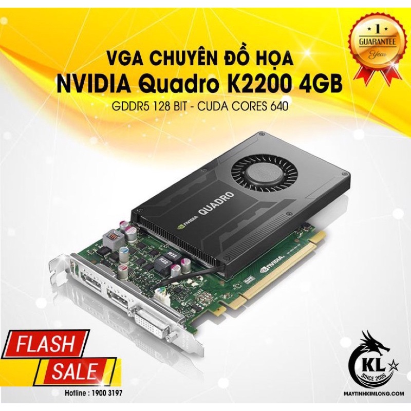 Card VGA Chuyên Đồ Hoạ NVIDIA Quadro K2200 4Gb GDDR5 128Bit - Hàng Tháo Máy Trạm