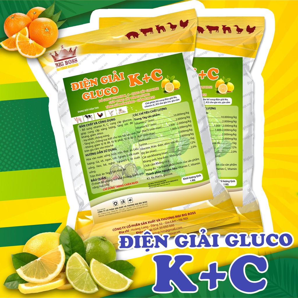 Điện giải Gluco K+C (Giải nhiệt tăng sức đề kháng cho vật nuôi)